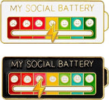 Darrahopens Gift & Novelty > Novelty > Novelty Gifts MY SOCIAL BATTERY Cute Brooch Pin Funny Social Mood, 2 pcs Set, Compatible with 7 Days