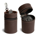 Darrahopens Gift & Novelty > Novelty > Novelty Gifts Oil Nubuck Leather Barrel Piggy Bank, Top-Grain Cowhide Plain Design, Zipper Closure Portable（brown）