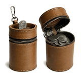Darrahopens Gift & Novelty > Novelty > Novelty Gifts Oil Nubuck Leather Barrel Piggy Bank, Top-Grain Cowhide Plain Design, Zipper Closure Portable（brown）