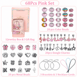 Darrahopens Gift & Novelty > Novelty > Novelty Gifts Pink Kids DIY Bead Jewelry Making Kit - 68 Pcs Alloy & Plastic Charm Bracelet & Necklace Set with Storage Box, Creative Birthday Gift for Girls