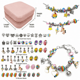 Darrahopens Gift & Novelty > Novelty > Novelty Gifts Pink Kids DIY Bead Jewelry Making Kit - 68 Pcs Alloy & Plastic Charm Bracelet & Necklace Set with Storage Box, Creative Birthday Gift for Girls