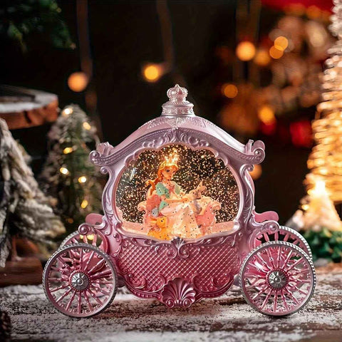 Pink Princess Carriage Music Box Figurine, Snow Globe, Pumpkin Style – Multi-Song, Light-Up Interior, Battery Not Included – Christmas, Valentine’s, Party Decor – Gift for Women & Girls In Australia - Darrahopens