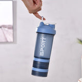 Darrahopens Gift & Novelty > Novelty > Novelty Gifts Powder Milkshake Drink Cup Sport Water Bottle 500Ml 3 Tier Protein Shaker Pill - Orange