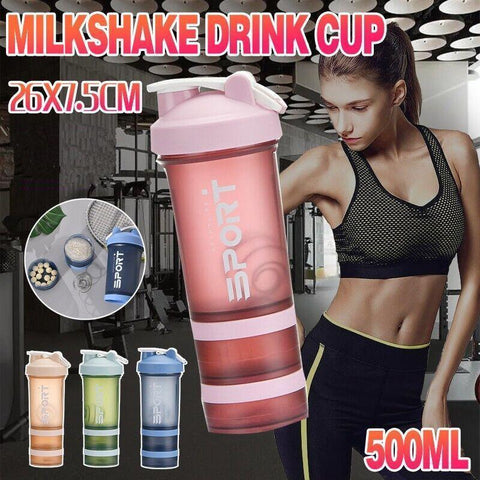 Darrahopens Gift & Novelty > Novelty > Novelty Gifts Powder Milkshake Drink Cup Sport Water Bottle 500Ml 3 Tier Protein Shaker Pill - Orange