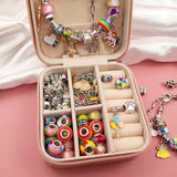 Darrahopens Gift & Novelty > Novelty > Novelty Gifts Purple Kids DIY Bead Jewelry Making Kit - 68 Pcs Alloy & Plastic Charm Bracelet & Necklace Set with Storage Box, Creative Birthday Gift for Girls