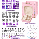Darrahopens Gift & Novelty > Novelty > Novelty Gifts Purple Kids DIY Bead Jewelry Making Kit - 68 Pcs Alloy & Plastic Charm Bracelet & Necklace Set with Storage Box, Creative Birthday Gift for Girls