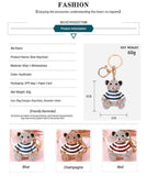 Purple Stripe Crystal Bear Keychain Cute Alloy Keyring Gift 2-Pack