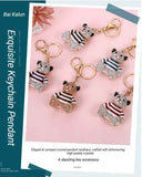 Purple Stripe Crystal Bear Keychain Cute Alloy Keyring Gift 2-Pack