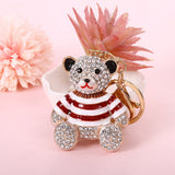 Darrahopens Gift & Novelty > Novelty > Novelty Gifts Red Stripe Crystal Bear Keychain Sparkly Rhinestone Bag Charm Cute Alloy Keyring Gift