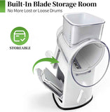 Rotary Cheese Grater Hand Crank - Cheese Shredder with 5 Blades & Storage Room, Easy to Clean, Stable Suction, Labor-Saving Handle, Rotary Grater Slicer for Fruit, Vegetables, Nuts, Chocolate