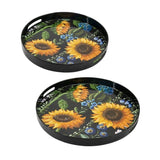 Darrahopens Gift & Novelty > Novelty > Novelty Gifts Set 2 Sunflower Decorative Round Trays 45cm
