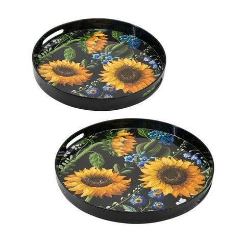 Darrahopens Gift & Novelty > Novelty > Novelty Gifts Set 2 Sunflower Decorative Round Trays 45cm