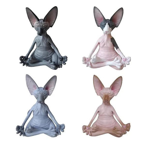 Darrahopens Gift & Novelty > Novelty > Novelty Gifts Set of 4 Meditating Cat Collectible Figurines Handmade Decorative Toys