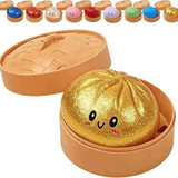 Darrahopens Gift & Novelty > Novelty > Novelty Gifts Simulated Smiley Steamed Bun Squishy Toy, Cute Stress Relief Plaything, Soft Slow-Rebound Texture, Adorable Desktop Decor（Golden pinching）