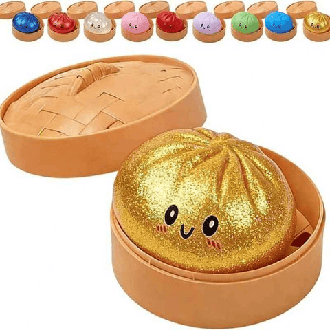 Darrahopens Gift & Novelty > Novelty > Novelty Gifts Simulated Smiley Steamed Bun Squishy Toy, Cute Stress Relief Plaything, Soft Slow-Rebound Texture, Adorable Desktop Decor（Golden pinching）