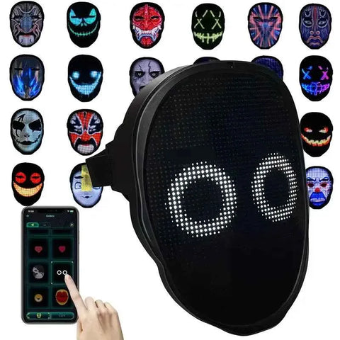 Darrahopens Gift & Novelty > Novelty > Novelty Gifts Smart LED Gesture-Sensing Light-Up Mask, 45 Dynamic + 70 Static Patterns, Party Atmosphere Essential / USB Rechargeable Version