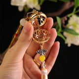 Darrahopens Gift & Novelty > Novelty > Novelty Gifts Vintage Silver Hollow Bell Pendant Mirror Ornament Openable Aromatherapy Locket with Tassel Bag Charm