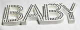 Darrahopens Gift & Novelty > Novelty > Novelty Gifts White Baby Nursery 30cm Sign Plaque Plate with Diamantes Newborn Gift Homeware Bedroom Decoration Wall Art