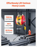 Darrahopens Hampers > Gift Hampers > Beer Hampers VEVOR 2-in-1 Electric Hoist Winch, 500 KG Capacity, 1800W Portable Power Winch, 30 m Lifting Height, 11 m/min with Wire and Wireless Remote Control, for Garage, Warehouse, Factory Lifting Towing