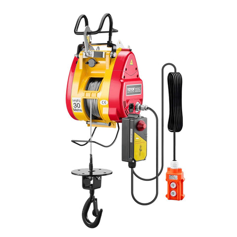 Darrahopens Hampers > Gift Hampers > Beer Hampers VEVOR 2-in-1 Electric Hoist Winch, 500 KG Capacity, 1800W Portable Power Winch, 30 m Lifting Height, 11 m/min with Wire and Wireless Remote Control, for Garage, Warehouse, Factory Lifting Towing