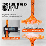 Darrahopens Hampers > Gift Hampers > Gourmet Food Hampers VEVOR Double Braided Polyester Rope, 19 mm x 67.06 m, 24 Strands, 88.96kN Breaking Strength Outdoor Climbing Rope, Arborist Rigging Rope for Rock Hiking Camping Swing Rappelling Rescue, Orange/Black