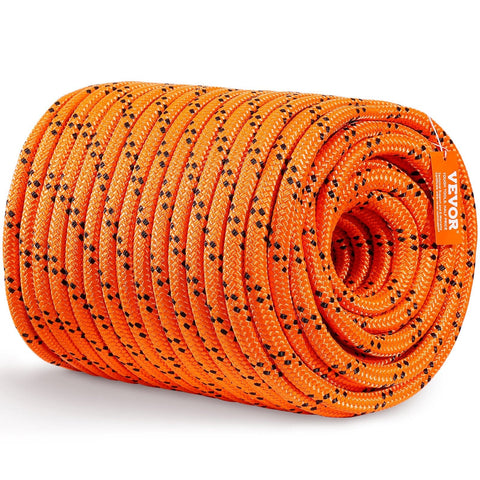 Darrahopens Hampers > Gift Hampers > Gourmet Food Hampers VEVOR Double Braided Polyester Rope, 19 mm x 67.06 m, 24 Strands, 88.96kN Breaking Strength Outdoor Climbing Rope, Arborist Rigging Rope for Rock Hiking Camping Swing Rappelling Rescue, Orange/Black