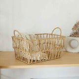 Darrahopens Hampers > Gift Hampers > Other Hampers Handwoven paper rope storage basket with a rectangular design and two handles; perfect for organizing desk clutter, snacks, and cosmetics; Bohemian-style storage basket