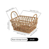 Darrahopens Hampers > Gift Hampers > Other Hampers Handwoven paper rope storage basket with a rectangular design and two handles; perfect for organizing desk clutter, snacks, and cosmetics; Bohemian-style storage basket