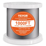 Darrahopens Hampers > Gift Hampers > Self Care Hampers VEVOR Wire Rope Kit, 3.18 mm 305 m 316 Stainless Steel Cable with Cutter and Gloves, 7.1KN Breaking Strength, 7x7 Strands Construction Marine Aircraft Grade for Handrail Stair Decking Fence Outdoors