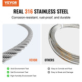 Darrahopens Hampers > Gift Hampers > Self Care Hampers VEVOR Wire Rope Kit, 3.18 mm 305 m 316 Stainless Steel Cable with Cutter and Gloves, 7.1KN Breaking Strength, 7x7 Strands Construction Marine Aircraft Grade for Handrail Stair Decking Fence Outdoors