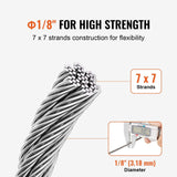 Darrahopens Hampers > Gift Hampers > Self Care Hampers VEVOR Wire Rope Kit, 3.18 mm 305 m 316 Stainless Steel Cable with Cutter and Gloves, 7.1KN Breaking Strength, 7x7 Strands Construction Marine Aircraft Grade for Handrail Stair Decking Fence Outdoors