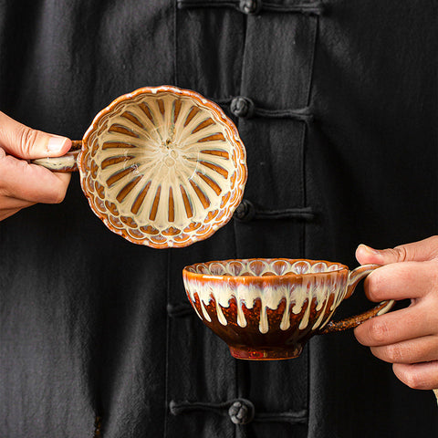 Darrahopens Hampers > Gift Hampers > Tea & Coffee Hampers Beige-brown Creative Retro Kiln-Glazed Ceramic Cup - Exquisite Coffee & Afternoon Tea Mug, Home Milk Cup, Unique Gift