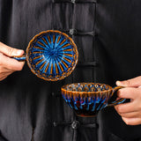 Darrahopens Hampers > Gift Hampers > Tea & Coffee Hampers Blue-brown Creative Retro Kiln-Glazed Ceramic Cup - Exquisite Coffee & Afternoon Tea Mug, Home Milk Cup, Unique Gift