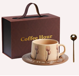 Darrahopens Hampers > Gift Hampers > Tea & Coffee Hampers Brown Tulip Elegant Ceramic Coffee Cup & Saucer Set - Couples Gift Box, Premium Wedding & Bridesmaid Favor, High-End Exquisite Design