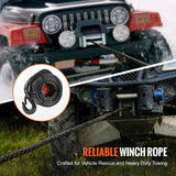 Darrahopens Hampers > Gift Hampers > Wine & Champagne Hampers VEVOR Synthetic Winch Rope, 12.7 mm x 28 m, 142.3 kN, Synthetic Winch Line Cable Rope with Protective Sleeve + Forged Winch Hook + Pull Strap, Universal Fit for SUV, Large Off-Road Vehicle, Truck