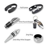 Darrahopens Hampers > Gift Hampers > Wine & Champagne Hampers Wine Accessories Gift Set (Black), 5-Piece Bottle Corkscrew Opener Kit with Novelty Bottle-Shaped Case, Valentine's Day Gift for Wine Lovers