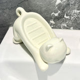 Darrahopens Health & Beauty > Bath & Body > Bar Soap Charming Cat-Shaped Ceramic Soap Dish - Creative & Versatile Home Decor Accent(Milky white)