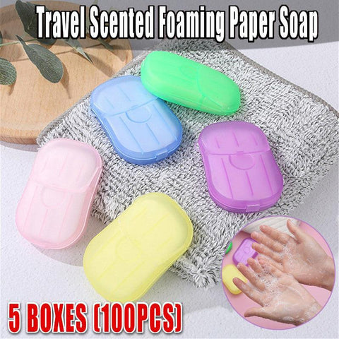 Darrahopens Health & Beauty > Bath & Body > Bath Additives 100Pcs Scented Foaming Paper Soap Portable Washing Sheets for Travel