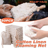 Darrahopens Health & Beauty > Bath & Body > Bath Additives 50PCS Soap Exfoliating Bags Cotton Linen Foaming Soap Saver Bag Pouch Drawstring