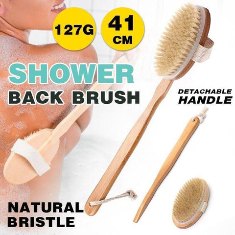 Darrahopens Health & Beauty > Bath & Body > Bath Additives Long Handle Wooden Back Brush with Natural Bristles for Shower and Bath