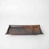 Darrahopens Health & Beauty > Bath & Body > Bath Additives Sushi Plate Inbuilt Sauce Dish 21cm Mottled Earth Glaze