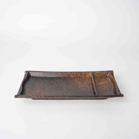 Darrahopens Health & Beauty > Bath & Body > Bath Additives Sushi Plate Inbuilt Sauce Dish 21cm Mottled Earth Glaze