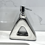 Darrahopens Health & Beauty > Bath & Body > Body Wash & Hand Soap Modern Ceramic Soap & Lotion Dispenser - Unique Geometric Designs, 300ml Capacity(Triangular lotion bottle, silver)