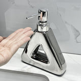 Darrahopens Health & Beauty > Bath & Body > Body Wash & Hand Soap Modern Ceramic Soap & Lotion Dispenser - Unique Geometric Designs, 300ml Capacity(Triangular lotion bottle, silver)