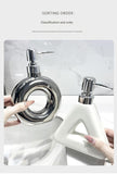 Darrahopens Health & Beauty > Bath & Body > Body Wash & Hand Soap Modern Ceramic Soap & Lotion Dispenser - Unique Geometric Designs, 300ml Capacity(Triangular lotion bottle, silver)