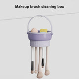 Darrahopens Health & Beauty > Cosmetic Storage 3 In 1 Makeup Brushes Cleaner Sponge Brush Washing Box Makeup Brush Drying Basket(Light Purple)