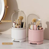 Darrahopens Health & Beauty > Cosmetic Storage 360° Rotating Makeup Brush Bucket Transparent Dust-proof Cosmetic Storage Box(pink)
