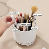 Darrahopens Health & Beauty > Cosmetic Storage 360° Rotating Makeup Brush Bucket Transparent Dust-proof Cosmetic Storage Box(White)