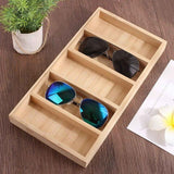 Darrahopens Health & Beauty > Cosmetic Storage > Cosmetic & Toiletry Bags 1 Pack Bamboo Sunglasses Display Tray Eyewear Storage Case for Home or Office, Tray Display Showcase Organizer Box (Only storage box)