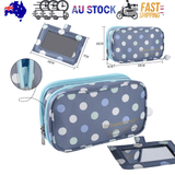 Darrahopens Health & Beauty > Cosmetic Storage > Cosmetic & Toiletry Bags 2 Layer Makeup Bag w/ Mirror Travel Cosmetic Bag Organizer Brush Slots Portable